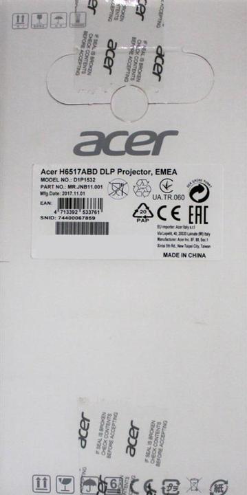 Produktbild Acer H6517abd (Full HD, 3400 lm, 1.48 - 1.62:1)
