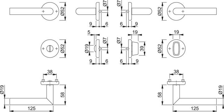 Produktbild Hoppe Rosettengarnitur Utrecht E1444Z/17KV/17KVS Edelstahl F69 rund SK/OL DIN links / rechts D/D (Türgriff)