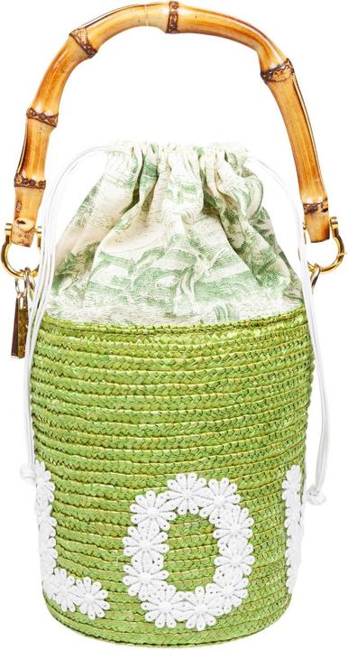Actual product image La Milanesa love bucket bag in straw color green