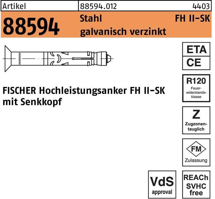 Immagine prodotto Fischer Ancora ad alte prestazioni R 88594 FH II 15/50 SK Acciaio zincato (25 pz.)