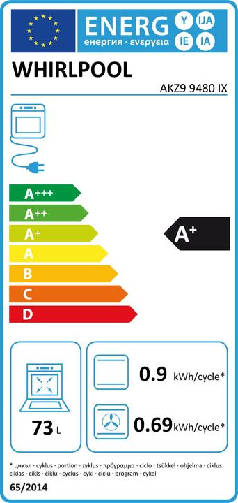 Label énergétique Whirlpool AKZ9 9480 IX