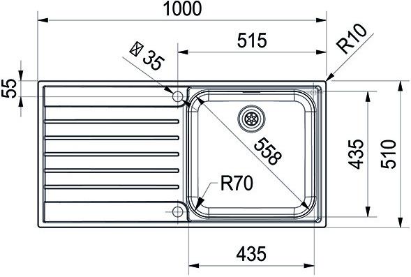 Immagine prodotto Franke Lavelli Argos AGX 611 100 Acciaio (Lavandino montato in alto, 100 cm, 51 cm)