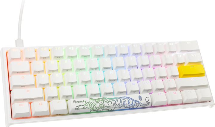 Actual product image Ducky One 2 Pro Mini White Edition Gaming Keyboard, RGB LED - Cherry Silent Red (US) (US, Cable)