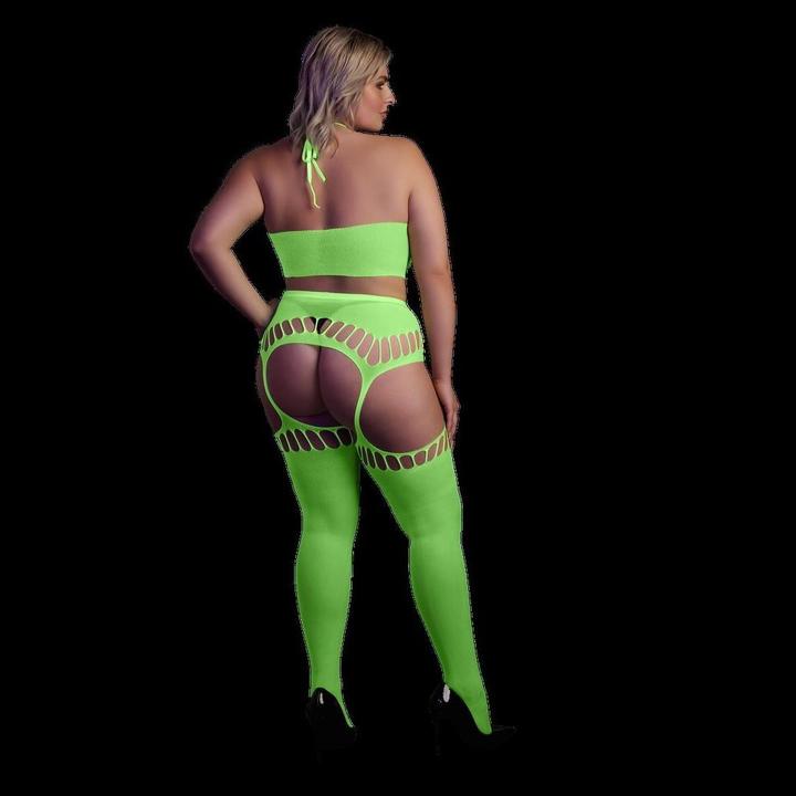 Immagine prodotto Ouch! Two Piece with Crop Top and Stockings - Green - XL/XXXXL (XL, XXL, 3XL)
