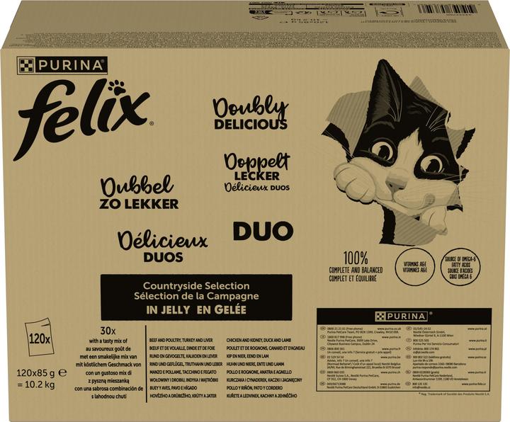 Produktbild Felix Doppelt lecker Fleisch (Adult, 120 Stk., 10200 g)