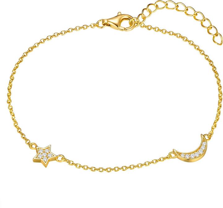 Produktbild Rafaela Donata Damen Mond, Stern Sterling Silber Zirkonia Gelbgold 17,0 cm Basislänge + 3,0 cm Verlängerung - 33738 (17 cm, Sterling Silber)