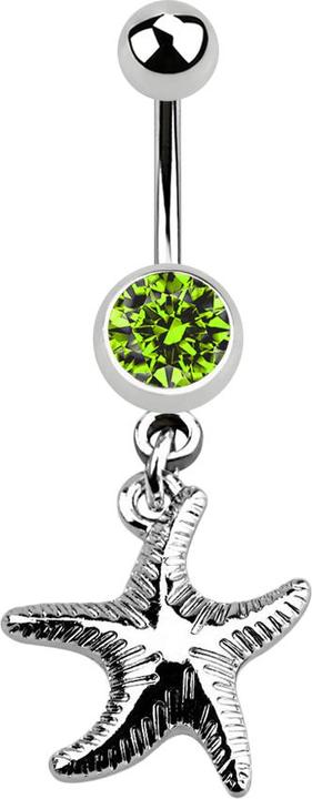 Image du produit Star Piercing Banane silber mit Anhänger Seestern hellgrün (sans laiton, Acier chirurgical 316L)