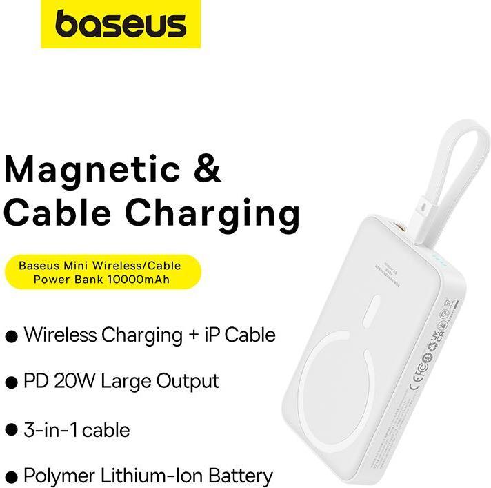 Actual product image Baseus Powerbank Magnetic Mini 10000mAh 20W MagSafe (white) (10000 mAh, 20 W, 20 Wh)