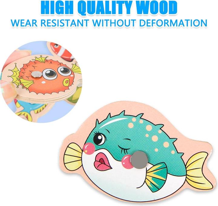 Immagine prodotto Activity Board Giocattolo da pesca per bambini set di giochi da pesca magnetici in legno canna da pesca cartone