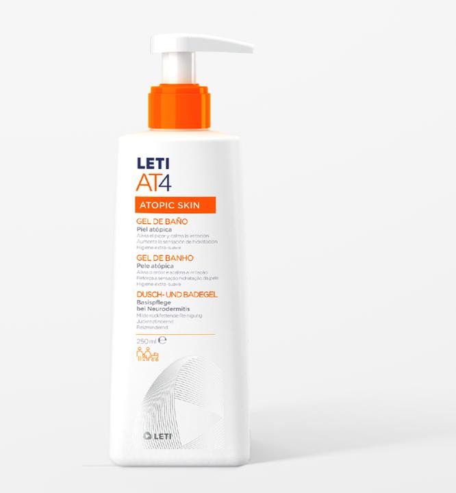 Produktbild Leti AT4 Dusch- und Badegel - Milde, rückfettende Reinigung bei trockener oder zu Neurodermitis neig (Gel, 250 ml)