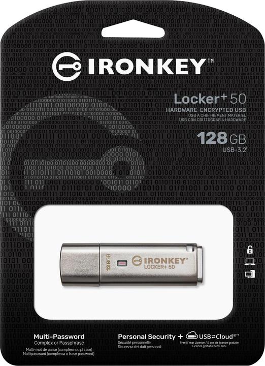 Immagine prodotto Kingston IronKey Locker+ 50 (128 GB, USB 3.2, USB-A)