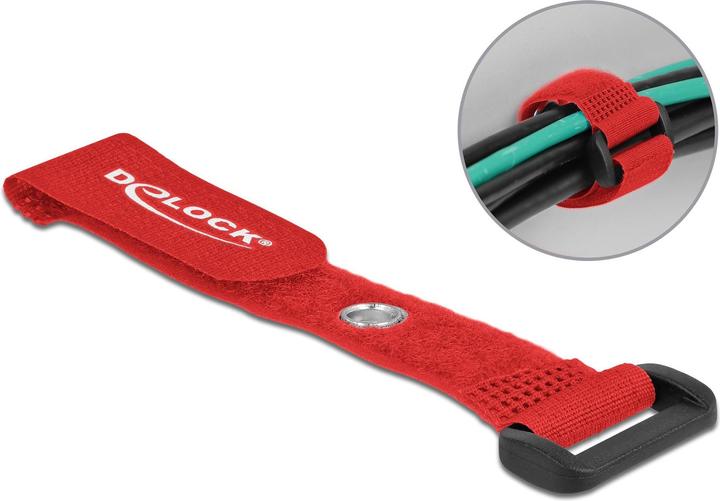 Actual product image Delock Velcro cable tie with loop and fixing eye L 150 x W 20 mm red 5 pieces (Velcro cable ties, 150 mm, 5 pcs.)
