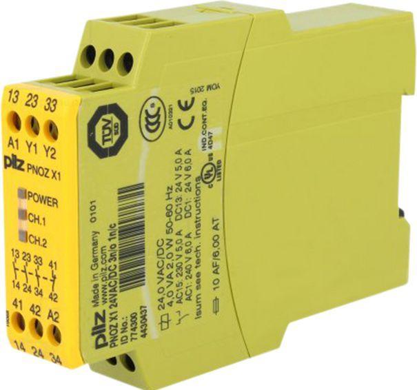 Actual product image Pilz PNOZ/X1 safety relay,24Vac/dc 3NO 1NC