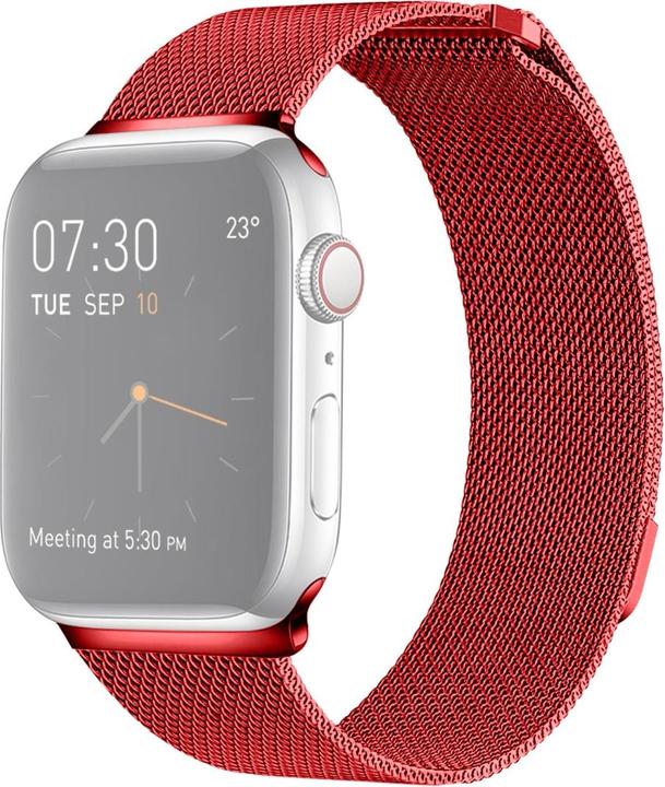 Immagine prodotto Cover-Discount Apple Watch 42 / 44mm - Bracciale in acciaio inossidabile Milanaise rosso (42 mm, 44 mm, Acciaio inossidabile)