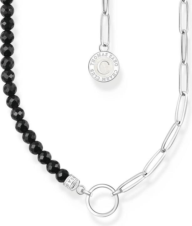 Actual product image Thomas Sabo Member Charm Necklace with Obsidian Beads and Charmista Coin Silver (Enamel, Silver 925)