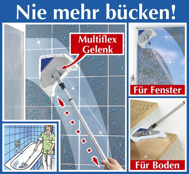 Produktbild Wenko Multiflex Wischer, mit Teleskopstiel und 3 Bezüge