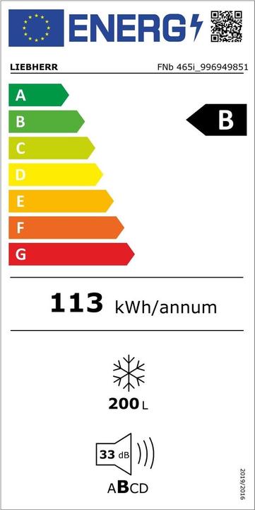 Etichetta energetica Liebherr FNb465i-22 (Struttura autonoma, 199 l)