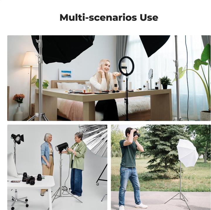 Actual product image K&F Concept 2,8m photography light stand Spring Buffer Heavy Duty Stainless Steel Stand (10 kg)