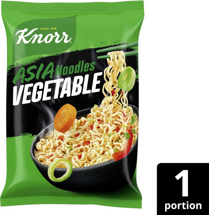 Produktbild Knorr Asia Noodles Vegetable Beutel, Instant Asiatische Nudeln mit Gemüse, in 3 Minuten zubereitet (70 g)