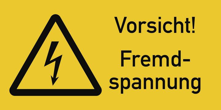 Moravia Warnzeichen Vorsicht! Fremdspannung Folie, 74x37 mm