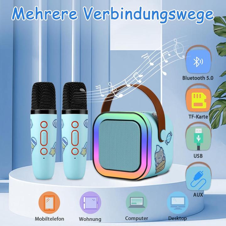 Actual product image Lamjad Kinder Karaokemaschine mit zwei drahtlosen Mikrofonen