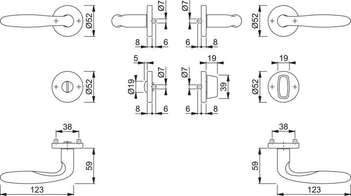 Actual product image Hoppe Rosette set Verona E1800Z/42KV/42KVS stainless steel F69 round SK/OL DIN left/right D/D (Door set)