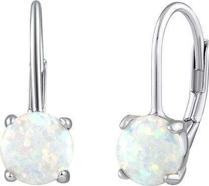 Actual product image Silvego Silver earrings with white synthetic opal LPS1398W