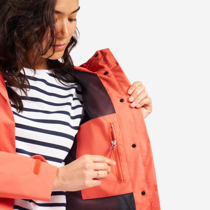 Produktbild Tribord Women’s long waterproof raincoat - Sailing 500 brick (XS)