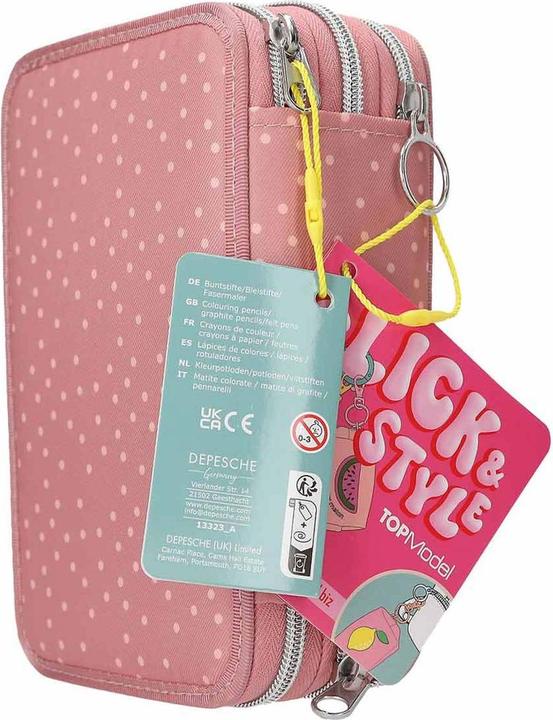 Actual product image Top Model Topmodel - TOPModel Triple Pencil Case JUICY - Dusky Pink with Orange Dots (413323)
