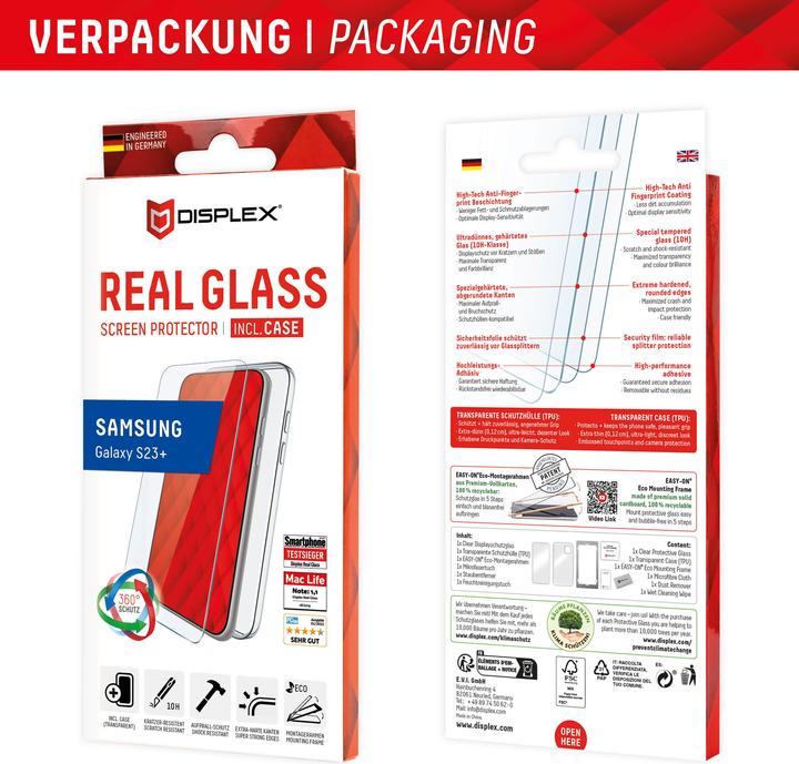 Productafbeelding Displex Real Glass, 2D Panzerglas + Handyhülle (1 Stuk, Google Pixel 7a)