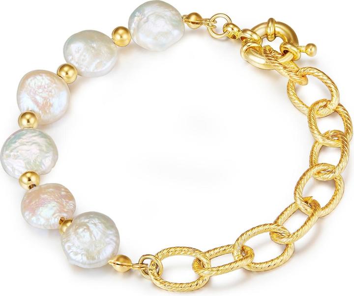 Produktbild Lulu & Jane Damen Metalllegierung Süßwasser-Zuchtperle Gelbgold 18,0 cm Grundlänge + 3,0 cm Verlängerung - (18 cm, Metall-Legierung)