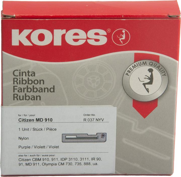 Actual product image Kores Ribbon for CITIZEN MD910, nylon, violet CITIZEN CBM910-911, IDP3110-3111, IR90-91, MD911 (0.40 cm, Violet)