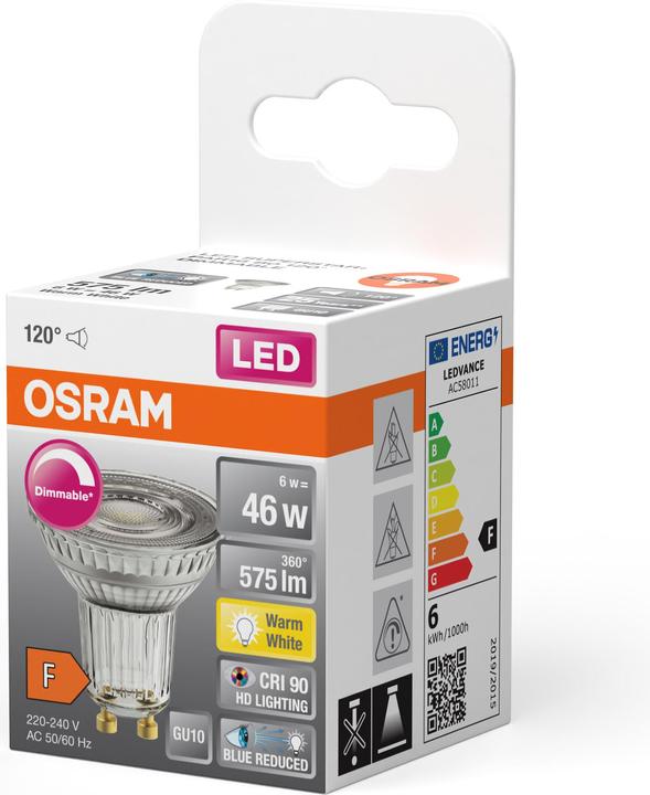 Productafbeelding Osram GU10 Reflector - Par16 (GU10, 6 W, 575 lm, 1 x, F)