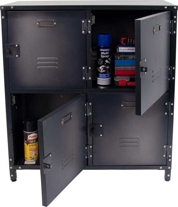 Image du produit Vieille armoire en métal avec 4 portes verrouillables (75 cm, 82.50 cm)