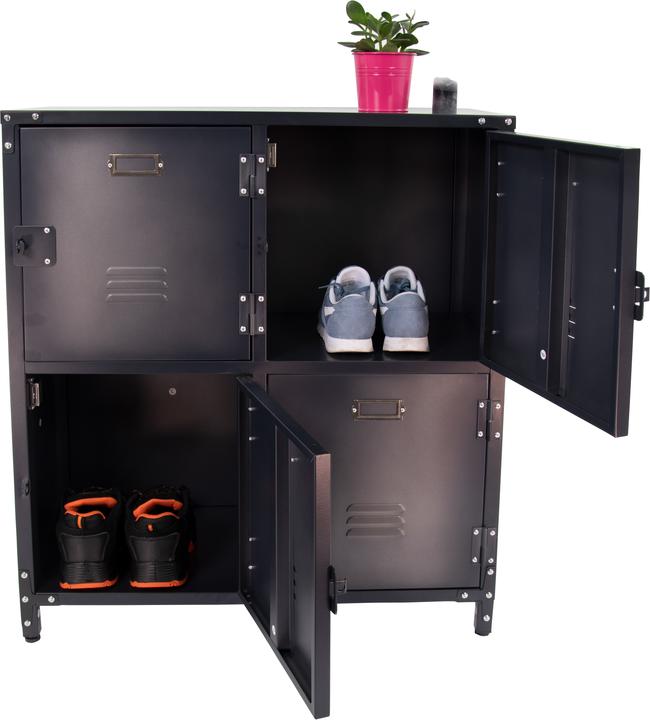 Image du produit Vieille armoire en métal avec 4 portes verrouillables (75 cm, 82.50 cm)