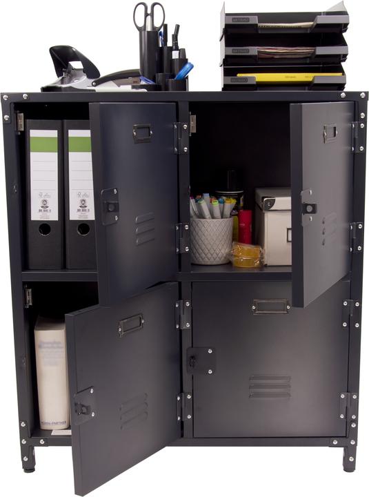 Image du produit Vieille armoire en métal avec 4 portes verrouillables (75 cm, 82.50 cm)
