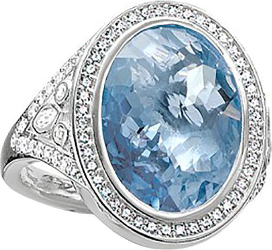Actual product image Thomas Sabo Ring light blue and cubic zirconia white TR2022-059-1 (50, 925 Silver)