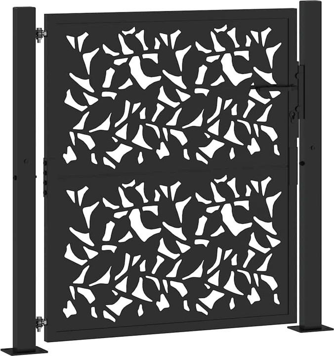 Productafbeelding VidaXL Tuinpoort zwart 105x105 cm stalen blad design hek buitenpoort