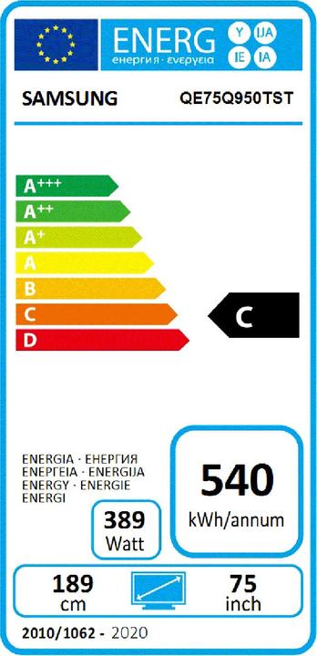 Energie-Label Samsung QE75Q950TST (75", QLED)