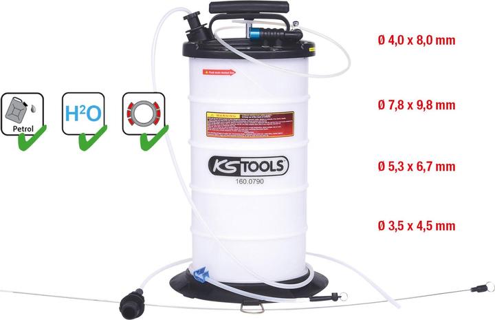 Actual product image KS Tools Vacuum fluid extractor suction pump 9.5 litre included 4 hoses