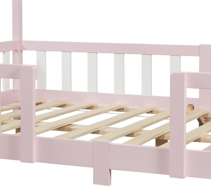 Image du produit En.Casa Lit d'enfant Treviolo 120x200 cm avec matelas en mousse froide et grille Rose (120 x 200 cm)