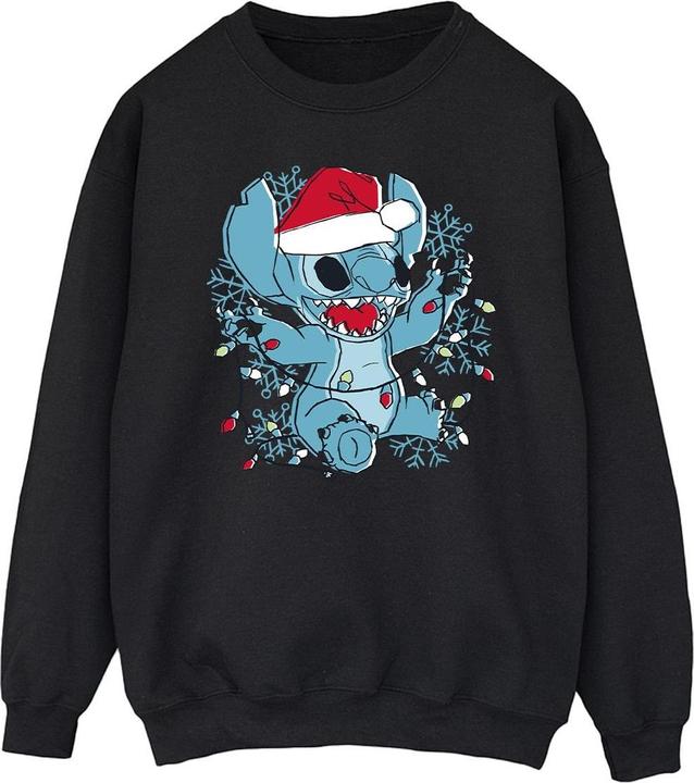 Actual product image Disney Mens Lilo And Stitch Christmas Lights Sketch Sweatshirt (XL)