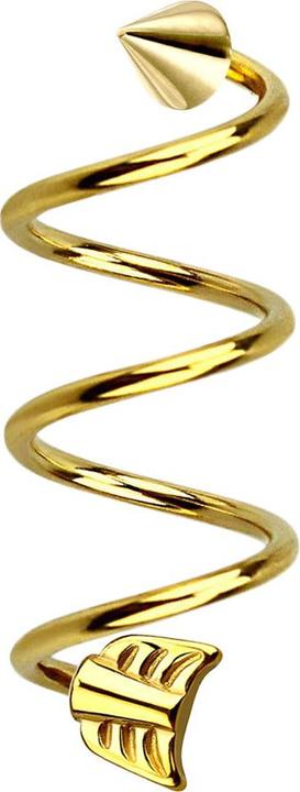 Star Piercing Micro Spirale vergoldet mit Cone und Pfeil (Chirurgenstahl 316L, ohne Messing)