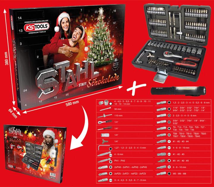 Productafbeelding KS Tools Adventskalender, inbusset 131 st - 999.4444