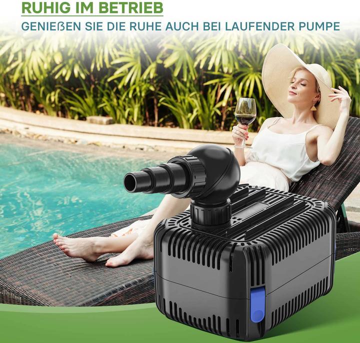 Image du produit SunSun CDF-8000 Pompe d’étang 24V DC 8000 l/h 65 W avec Protection anti-blocage Anti-manque d’eau