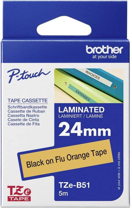 Immagine prodotto Brother TZB51 24 Nero ON Arancione (2.40 cm, Arancia, Nero)
