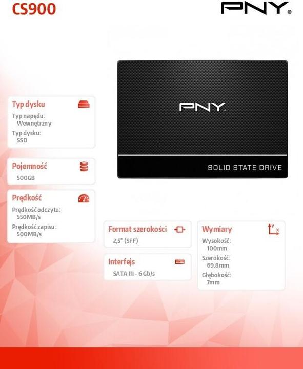 Actual product image PNY CS900 (500 GB, 2.5")