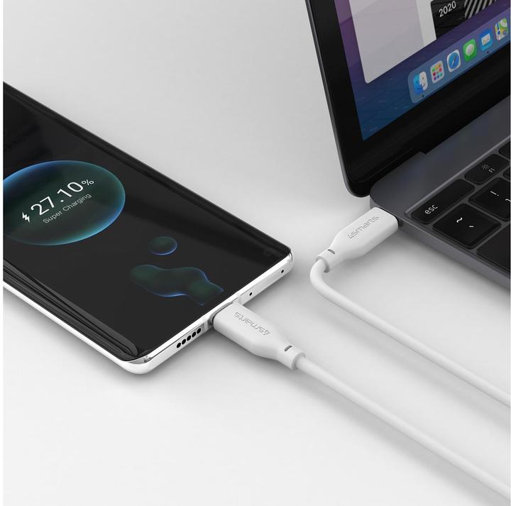 Produktbild 4smarts USB-C / USB-C Silikon-Kabel High Flex 60W 1,5m weiss (1.50 m, USB 2.0)
