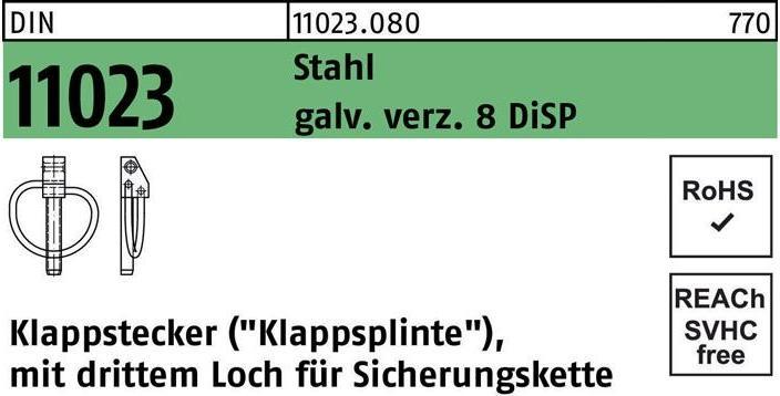 Productafbeelding Linch pin DIN 11023 10 x 45 staal gal Zn 8 DiSP (45 mm)
