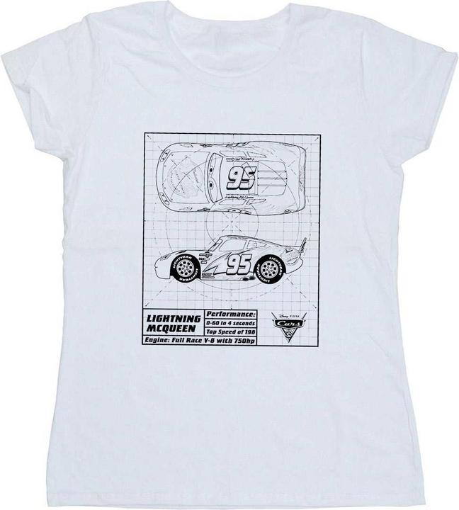 Immagine prodotto Disney Cars Lightning McQueen Blueprint Maglietta Donna (XXL)